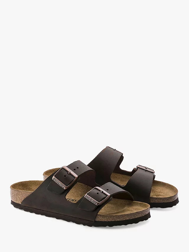 Birkenstock Unisex Arizona Oiled Leather Narrow Fit Sandals Habana Brown