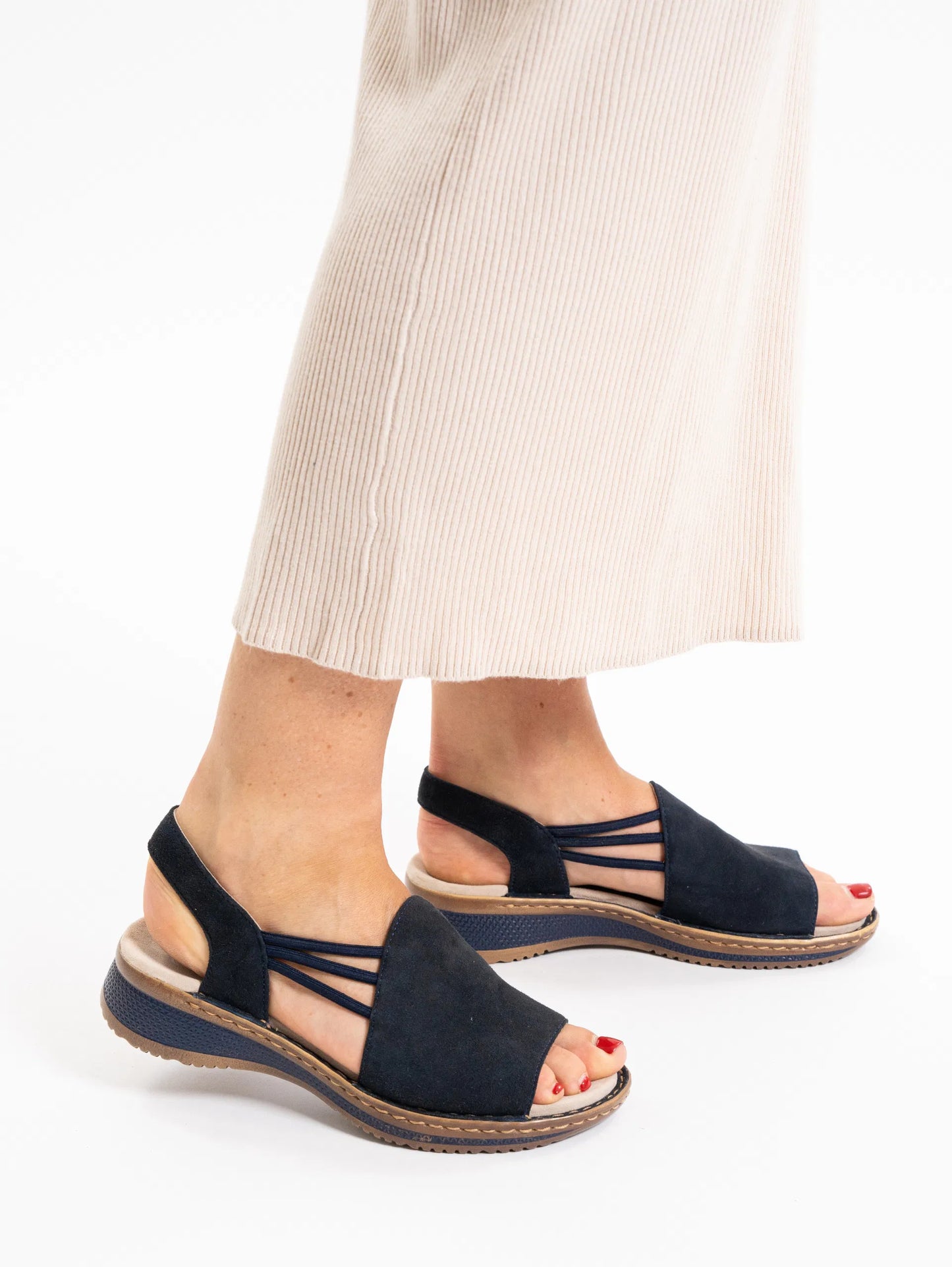 Ara Women's 1229005 Hawaii Suede Leather Sandals Blue