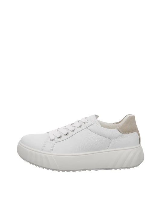 Ara Women's 1246523-04 Leather Monaco Lace-Up Sneakers White/Shell