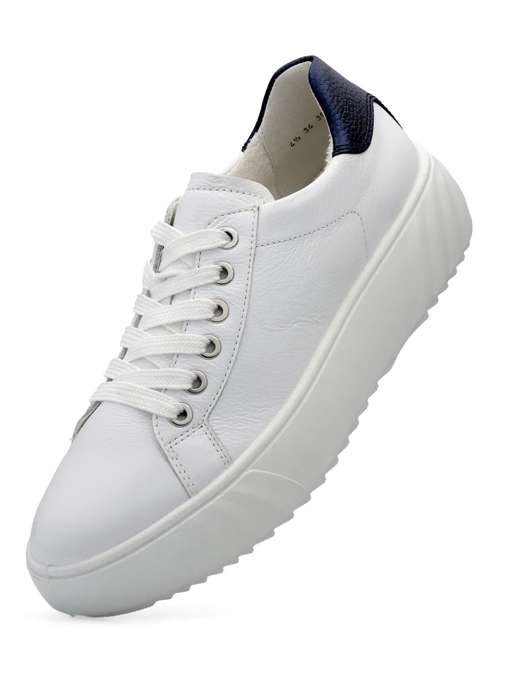 Ara Women's 1246523-05 Leather Monaco Lace-Up Sneakers White/Blue