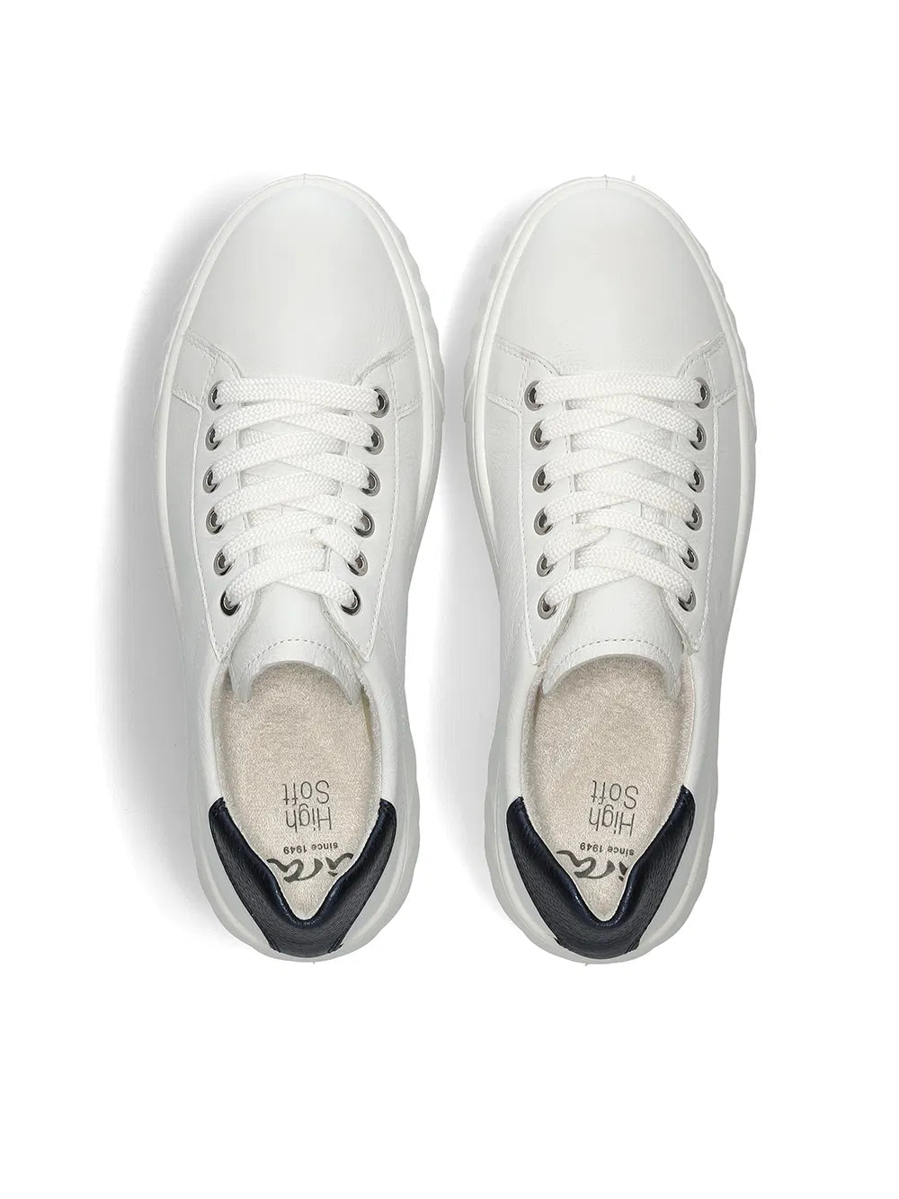 Ara Women's 1246523-05 Leather Monaco Lace-Up Sneakers White/Blue