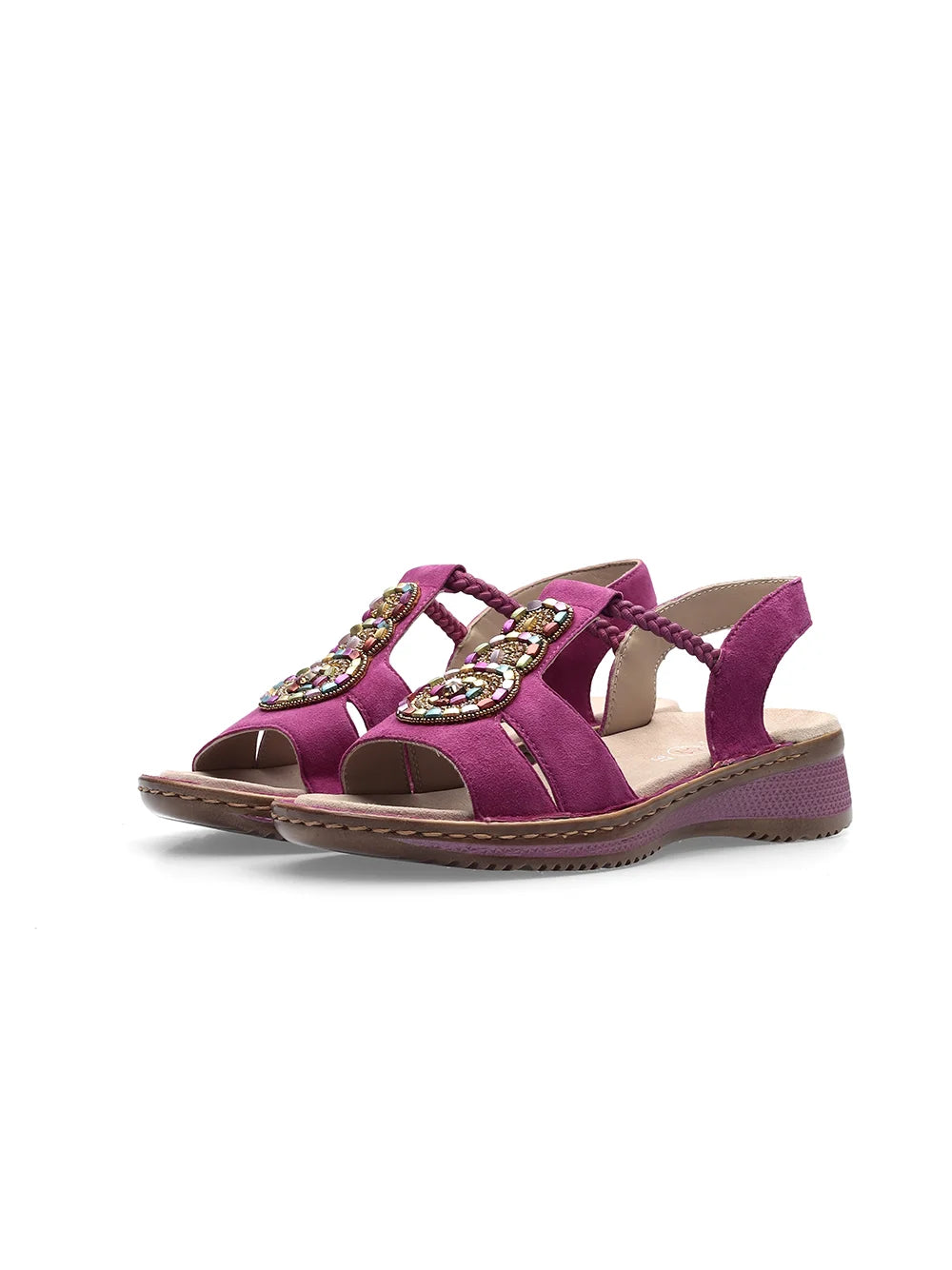 Ara Women's Hawaii 12-29008 Suede Wedge Heel Sandals Pink
