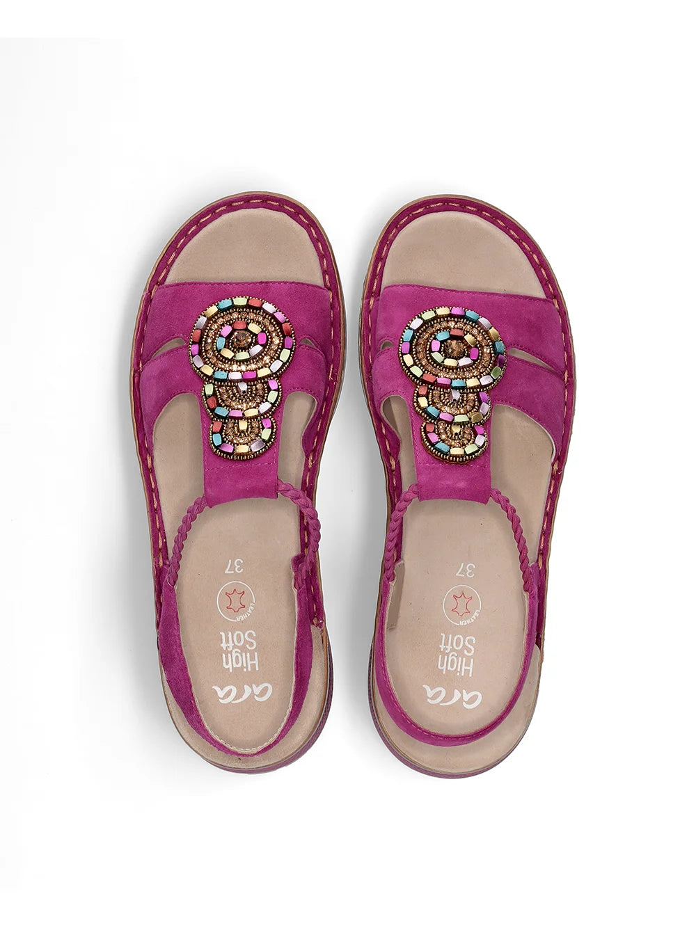 Ara Women's Hawaii 12-29008 Suede Wedge Heel Sandals Pink
