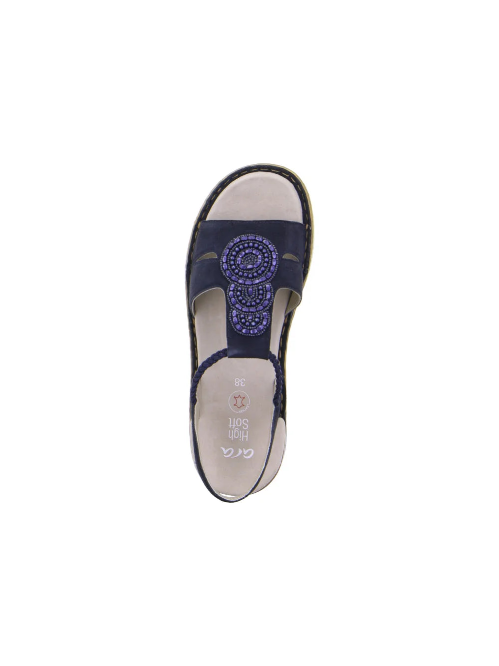 Ara Women's Hawaii 12-29008 Suede Wedge Heel Sandals Blue