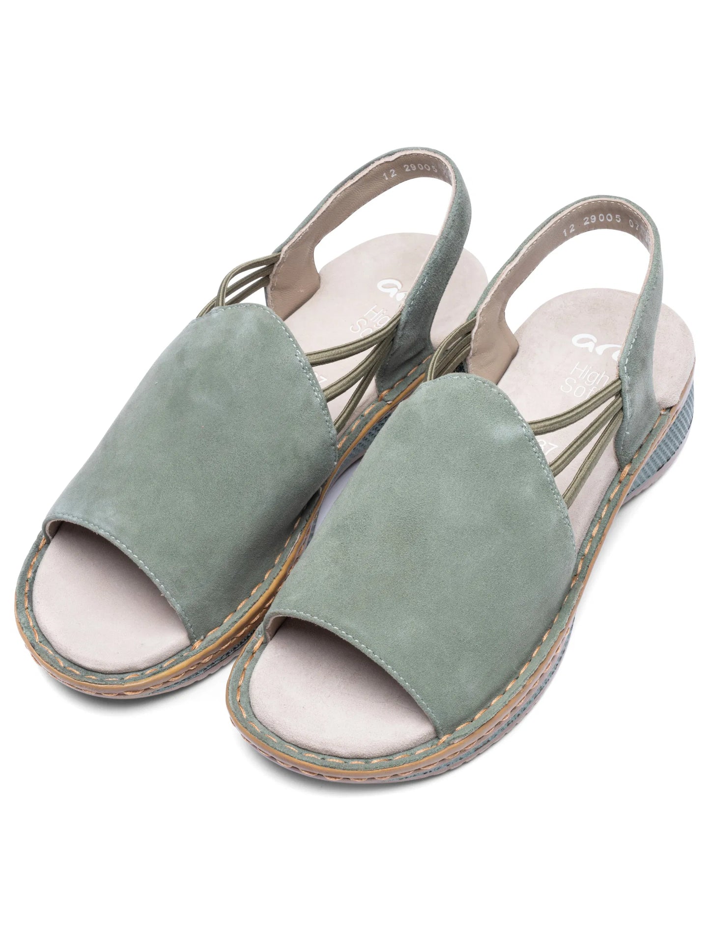 Ara Women's 1229005 Hawaii Suede Leather Sandals Thyme Green