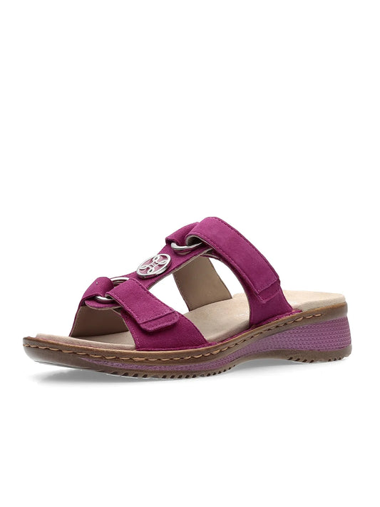 Ara Women's Hawaii 12-29003 Suede Wedge Heel Mule Sandals Pink