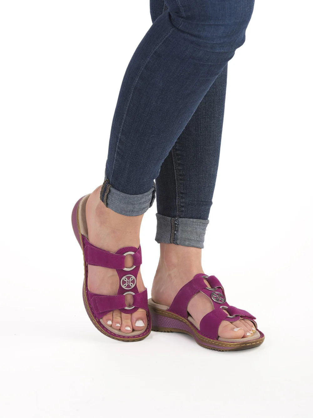 Ara Women's Hawaii 12-29003 Suede Wedge Heel Mule Sandals Pink