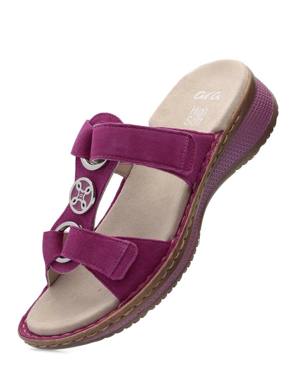 Ara Women's Hawaii 12-29003 Suede Wedge Heel Mule Sandals Pink