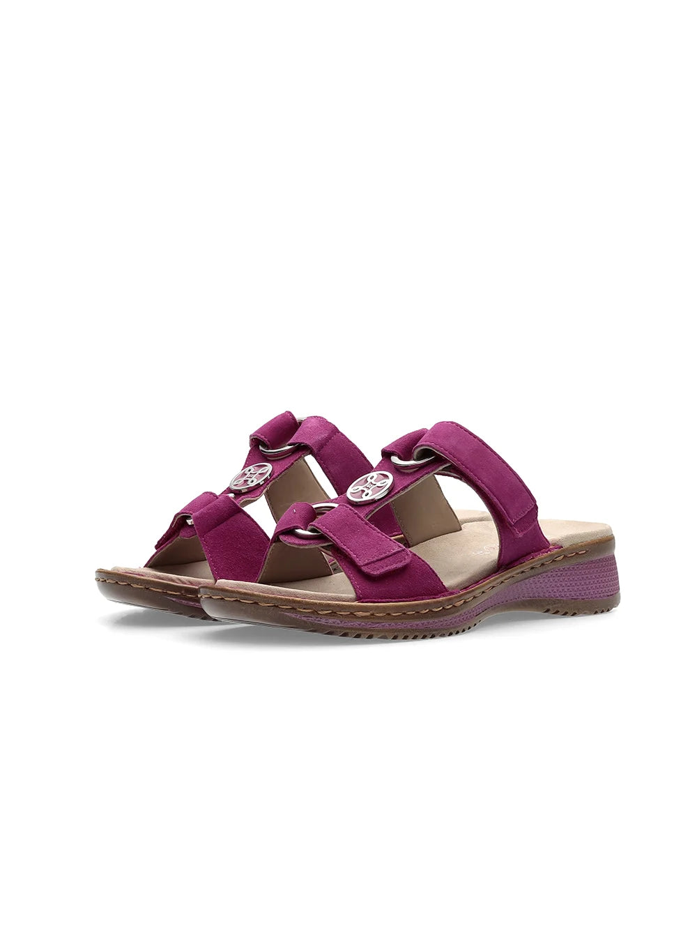 Ara Women's Hawaii 12-29003 Suede Wedge Heel Mule Sandals Pink