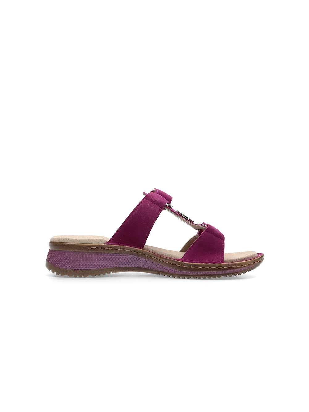 Ara Women's Hawaii 12-29003 Suede Wedge Heel Mule Sandals Pink
