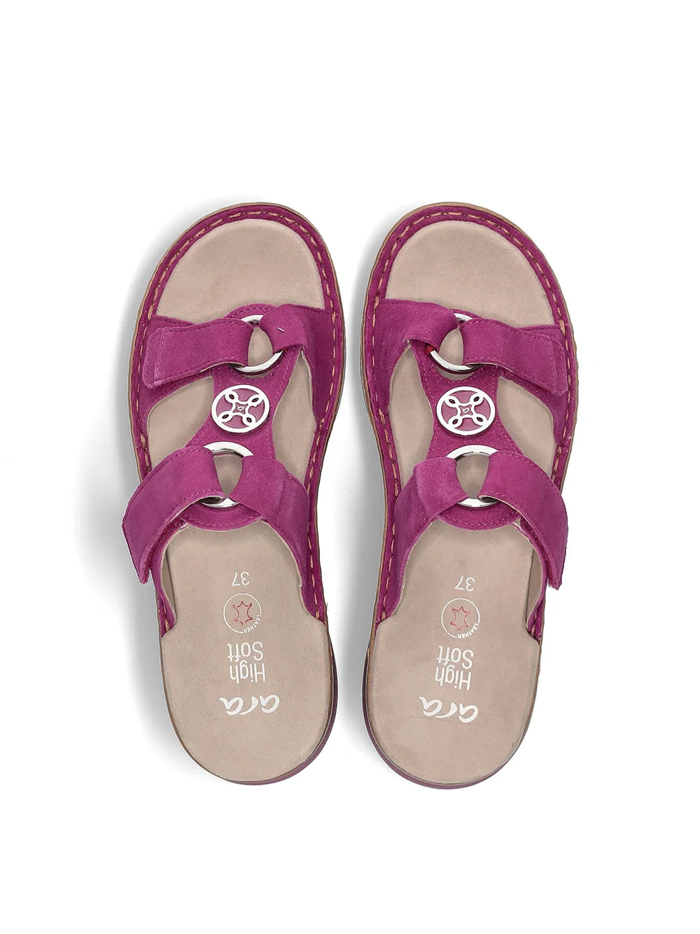 Ara Women's Hawaii 12-29003 Suede Wedge Heel Mule Sandals Pink