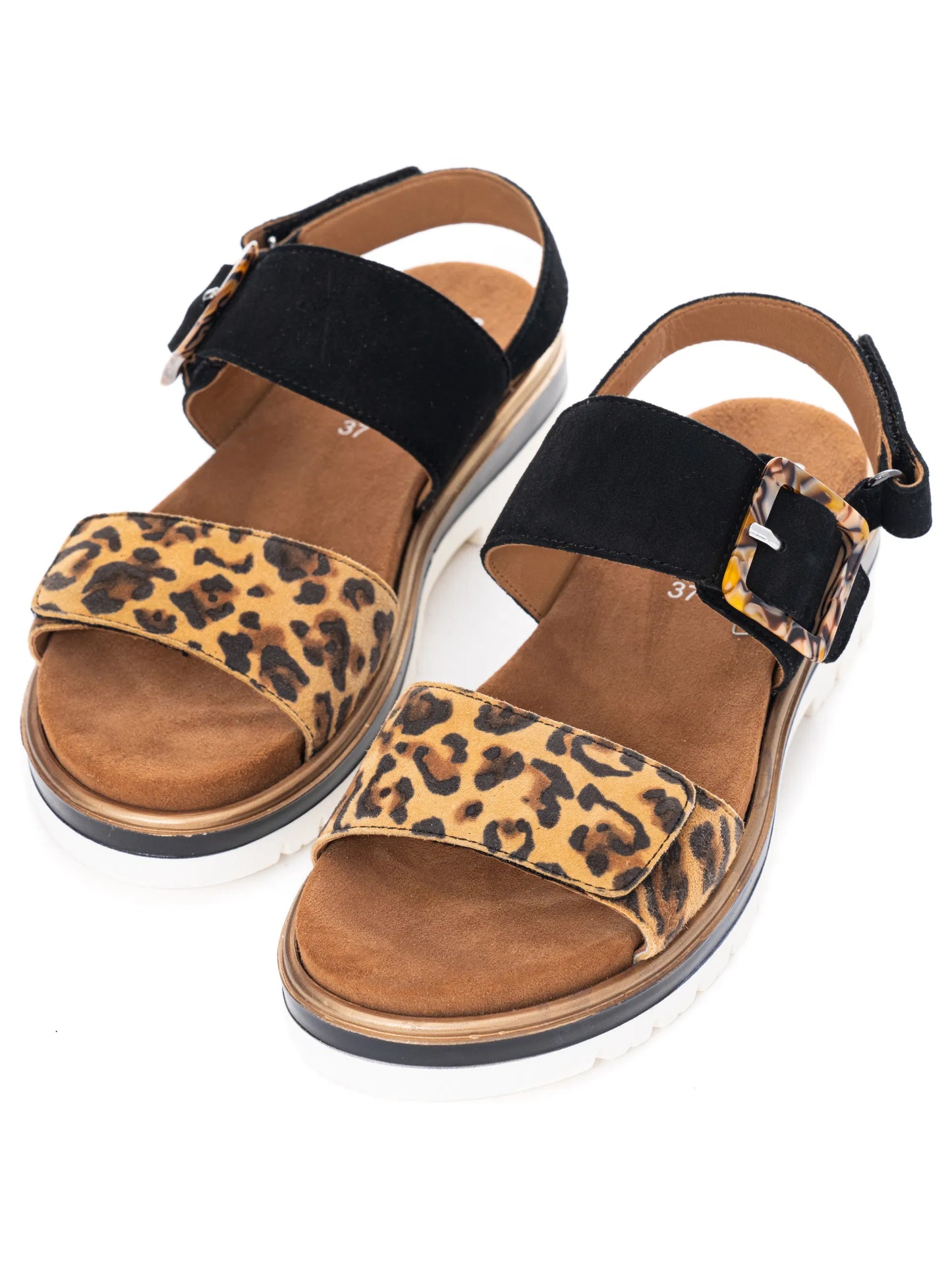 Ara Women's 1221003 Malaga Suede Leather Sandals Nature Black