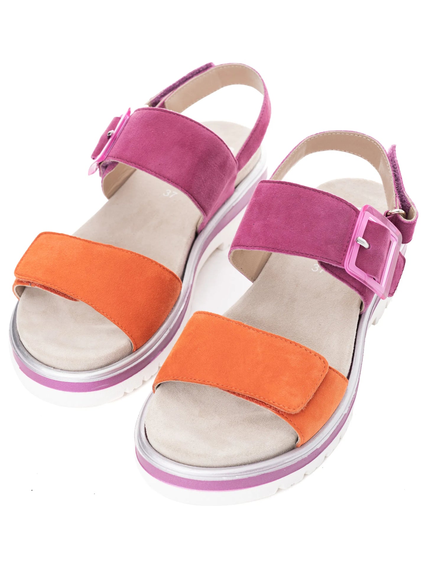 Ara Women's 1221003 Malaga Suede Leather Sandals Poppy Pink