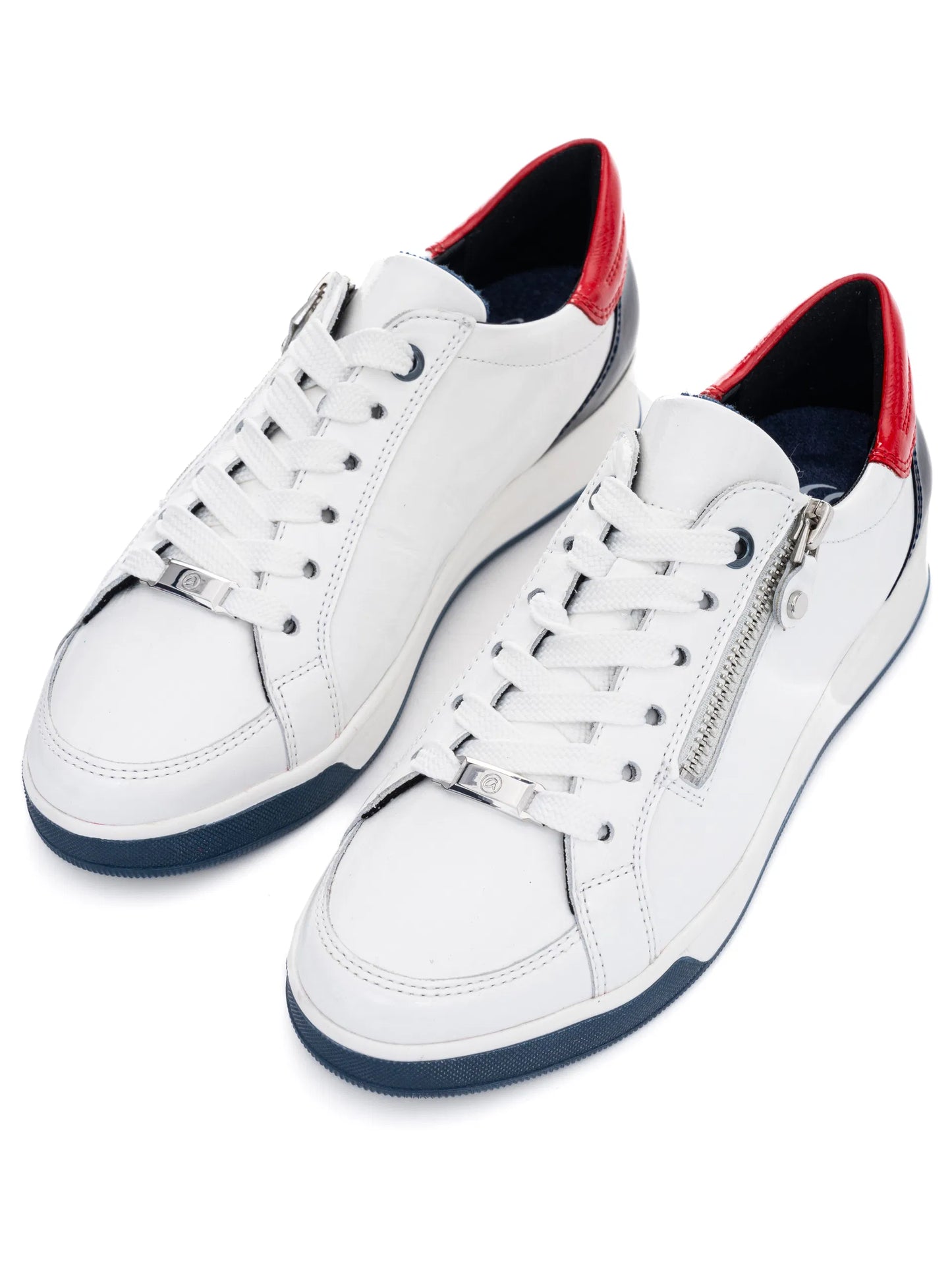 Ara Women's 1234432-82 Leather Rom Lace-Up Sneakers White/Flame
