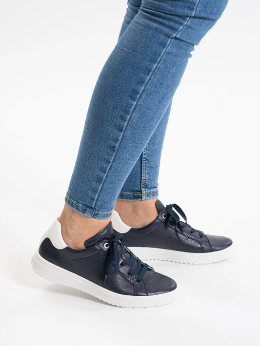 Ara Women's 1250016-02 Leather Rom Lace-Up Sneakers Blue