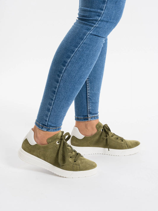 Ara Women's 1250016-06 Velour Rom Lace-Up Sneakers Herb Green