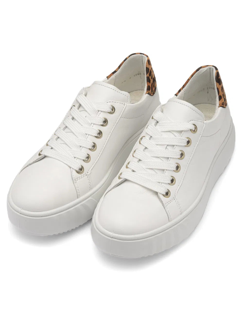 Ara Women's 1246523-54 Leather Monaco Lace-Up Sneakers White / Leopard