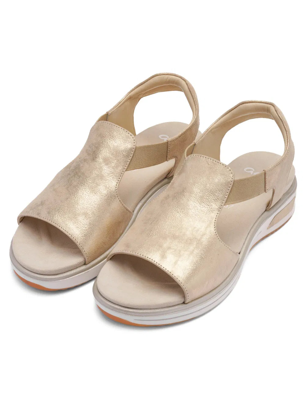 Ara Women's 1226704-05 Limone Suede Leather Sandals Shell Beige