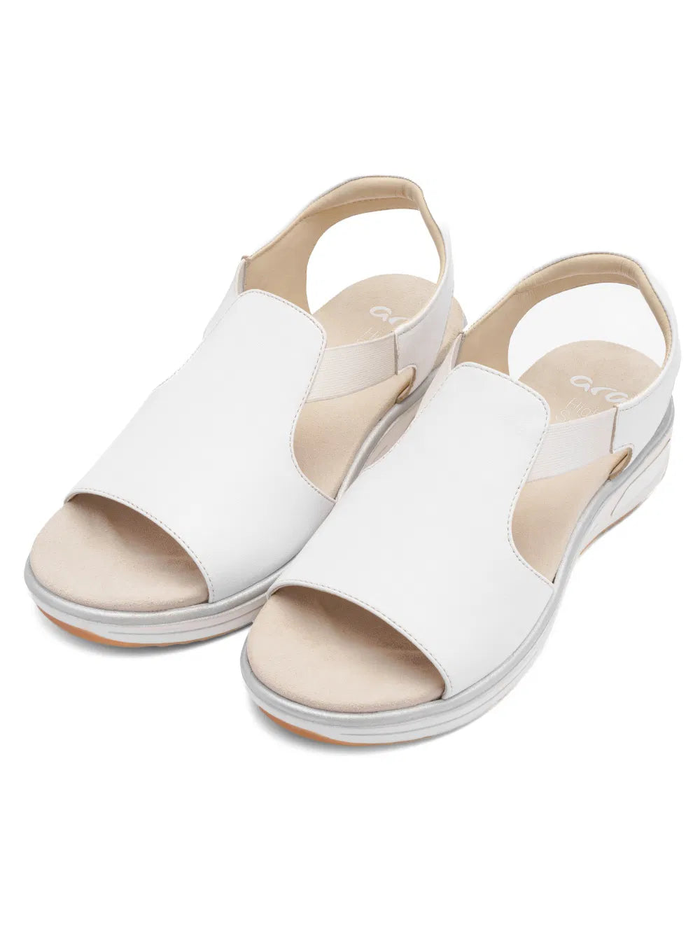 Ara Women's 1226704-04 Limone Suede Leather Sandals Shell White