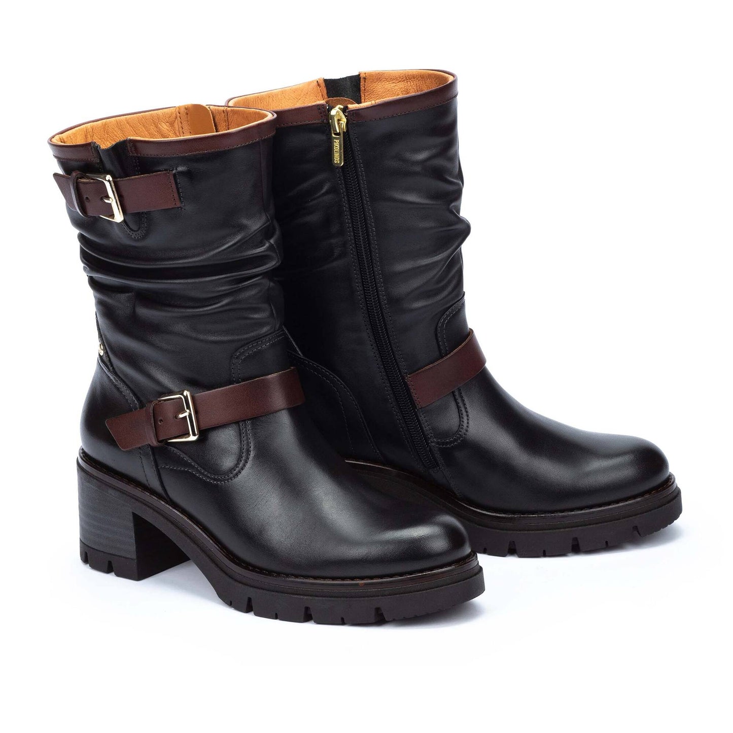 Pikolinos Women's Soria WOB-8534C1 Leather Biker Boots Black