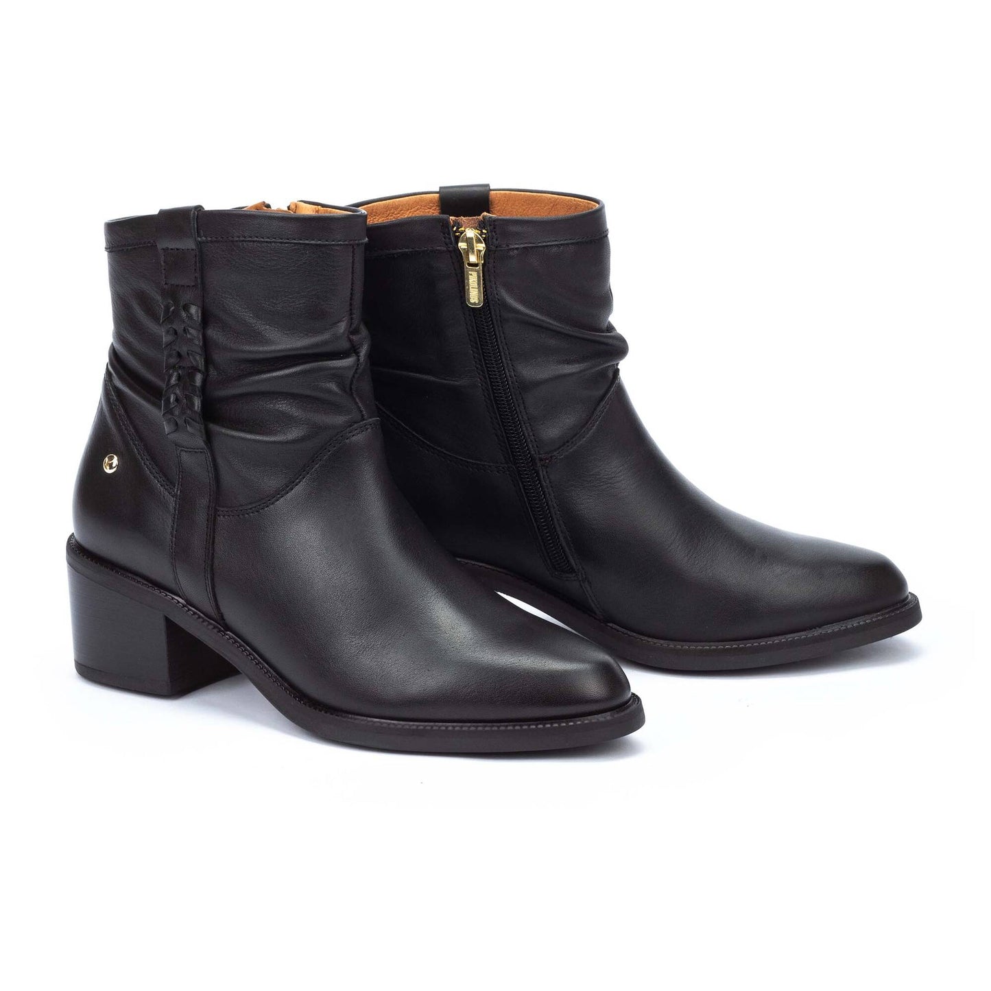 Pikolinos Women's Bararot W2D-8891 Leather Slouch Ankle Boots Black