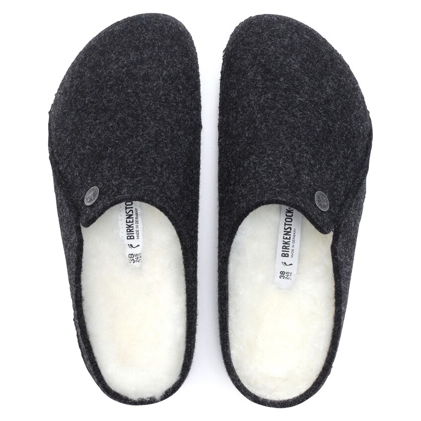 Birkenstock Unisex Zermatt Shearling Wool Felt Clog Slippers Anthracite Grey