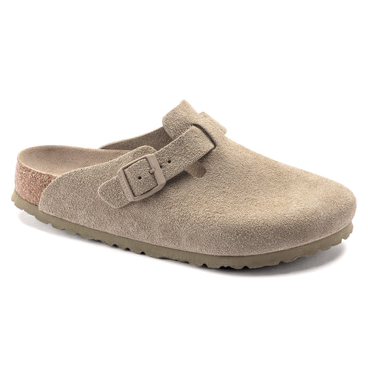 Birkenstock Unisex Boston Casual Clogs Suede Leather Faded Khaki