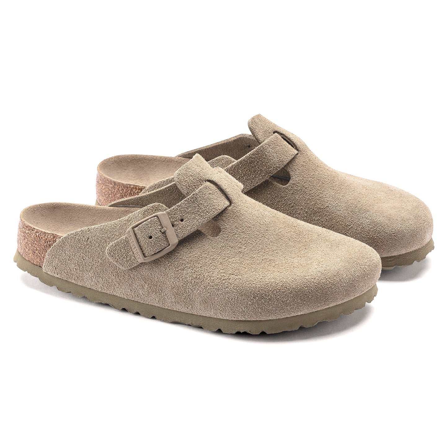 Birkenstock Unisex Boston Casual Clogs Suede Leather Faded Khaki