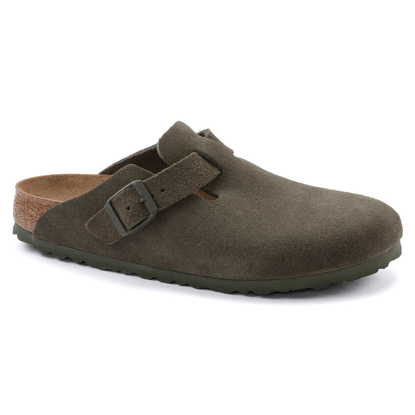 Birkenstock Unisex Boston Suede Leather Clogs Thyme Brown