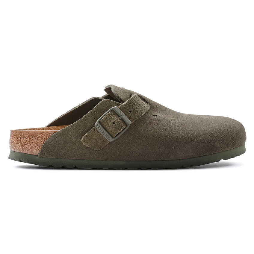 Birkenstock Unisex Boston Suede Leather Clogs Thyme Brown