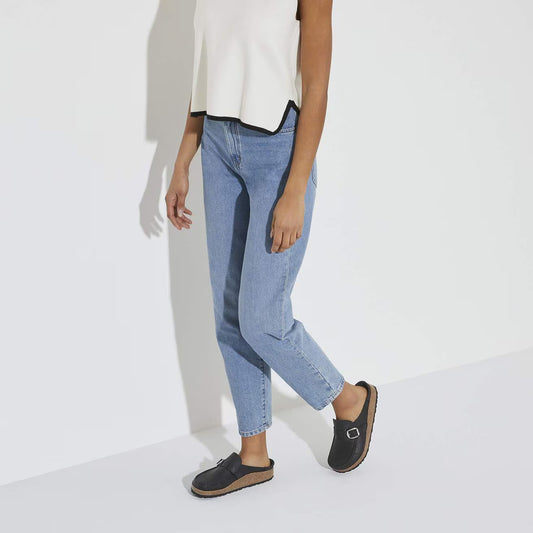 Birkenstock Women's Buckley Oiled Leather Regular Fit Moccasin Clog Black