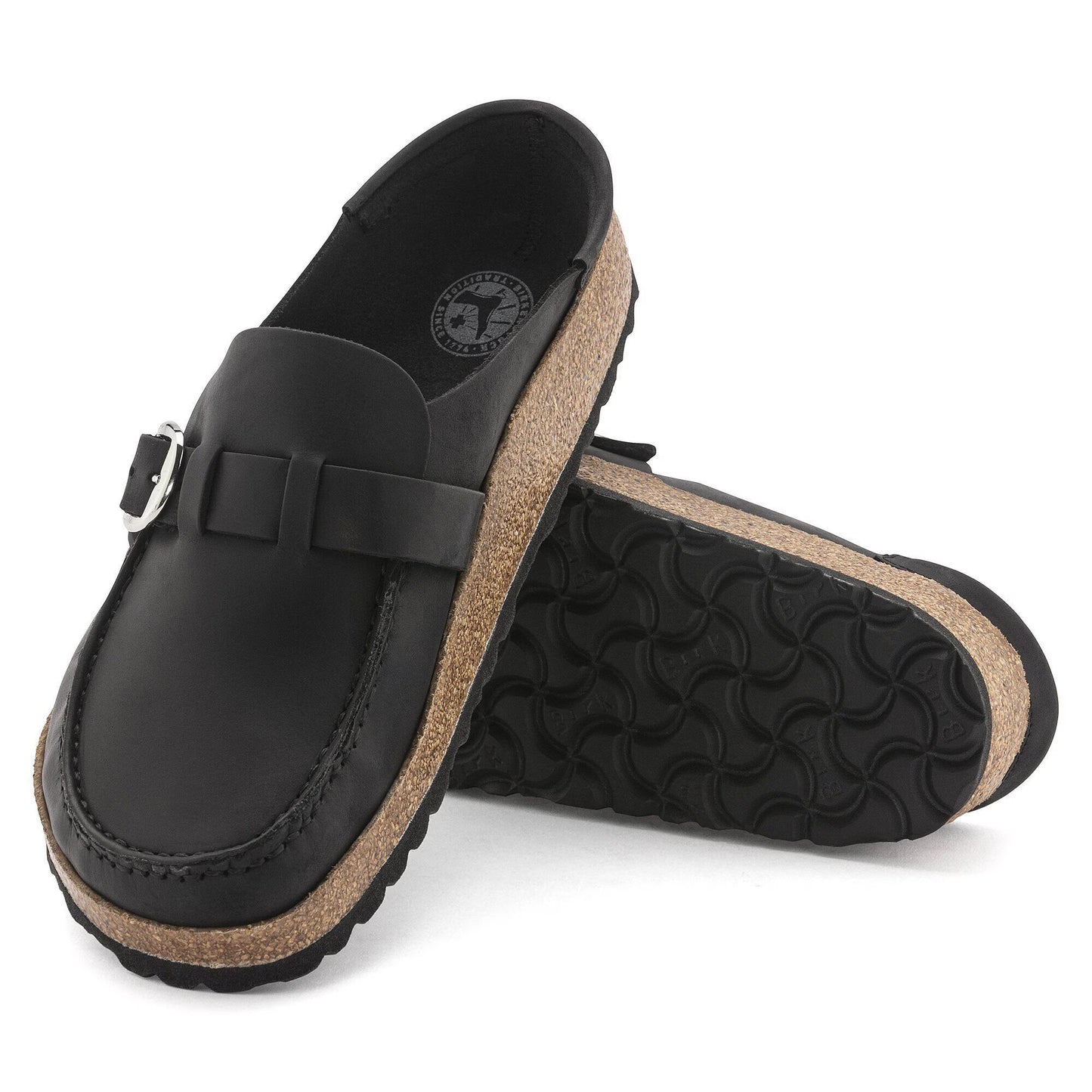 Birkenstock Women's Buckley Oiled Leather Regular Fit Moccasin Clog Black