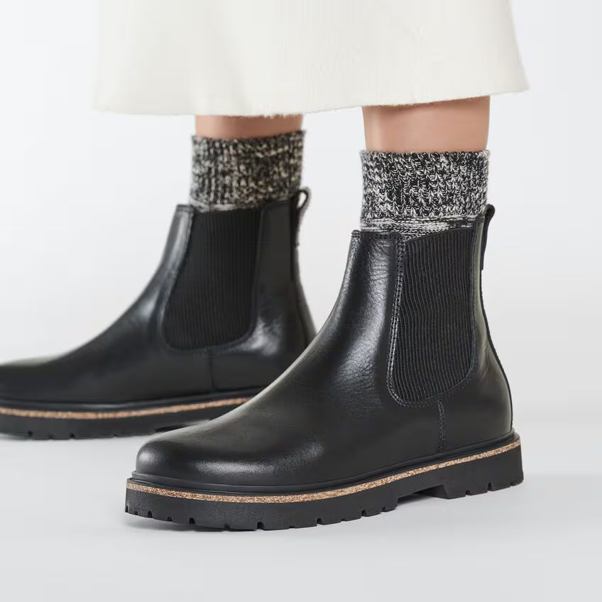 Birkenstock Women's Highwood Slip On Leather Chelsea Boots Black