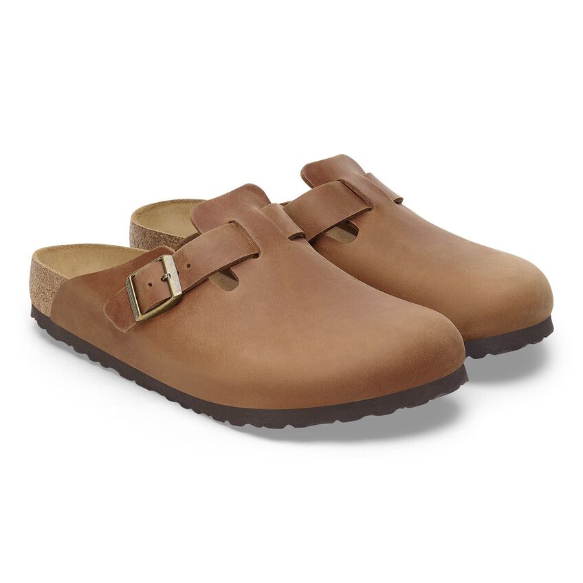 Birkenstock Unisex Boston Casual Clogs Oiled Leather Cognac Brown