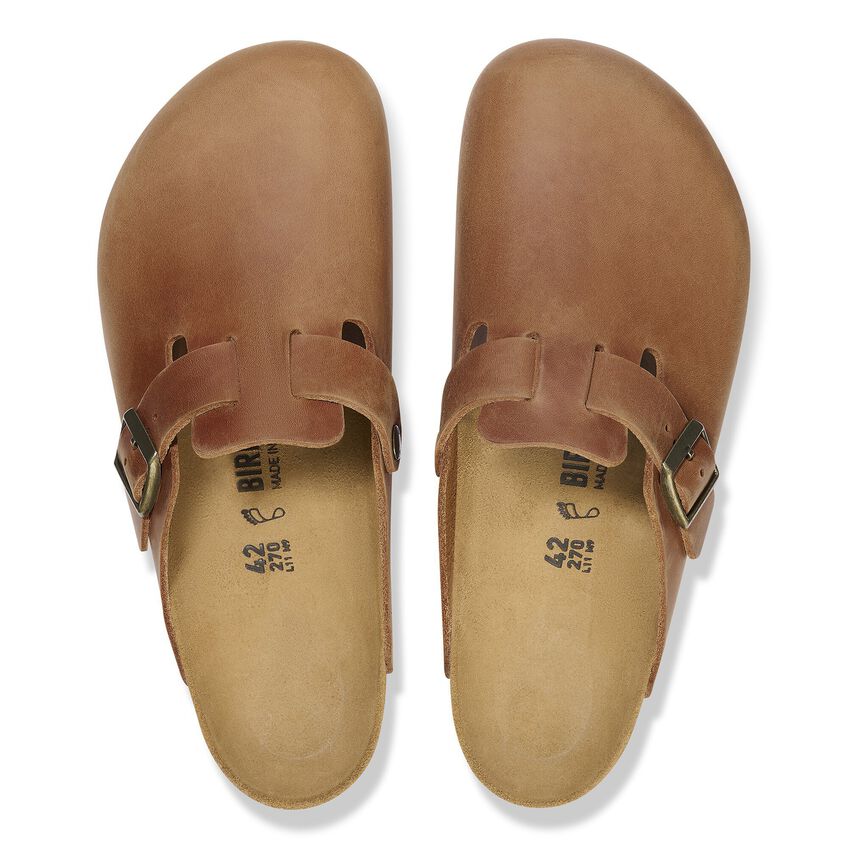 Birkenstock Unisex Boston Casual Clogs Oiled Leather Cognac Brown