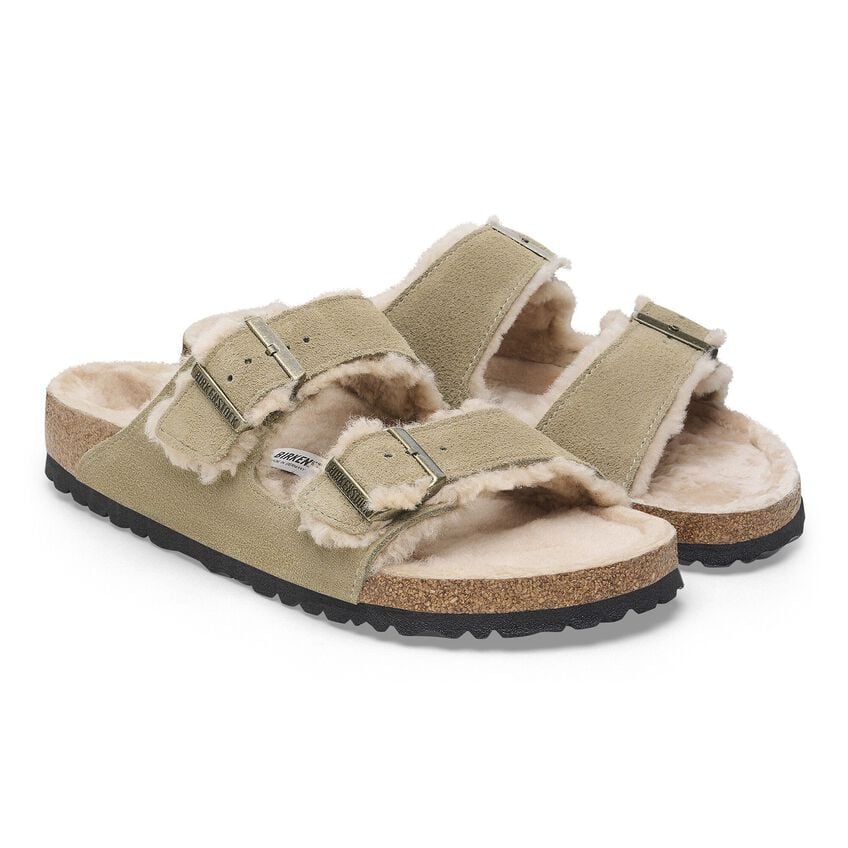 Birkenstock Women's Arizona Shearling Suede Leather Taupe