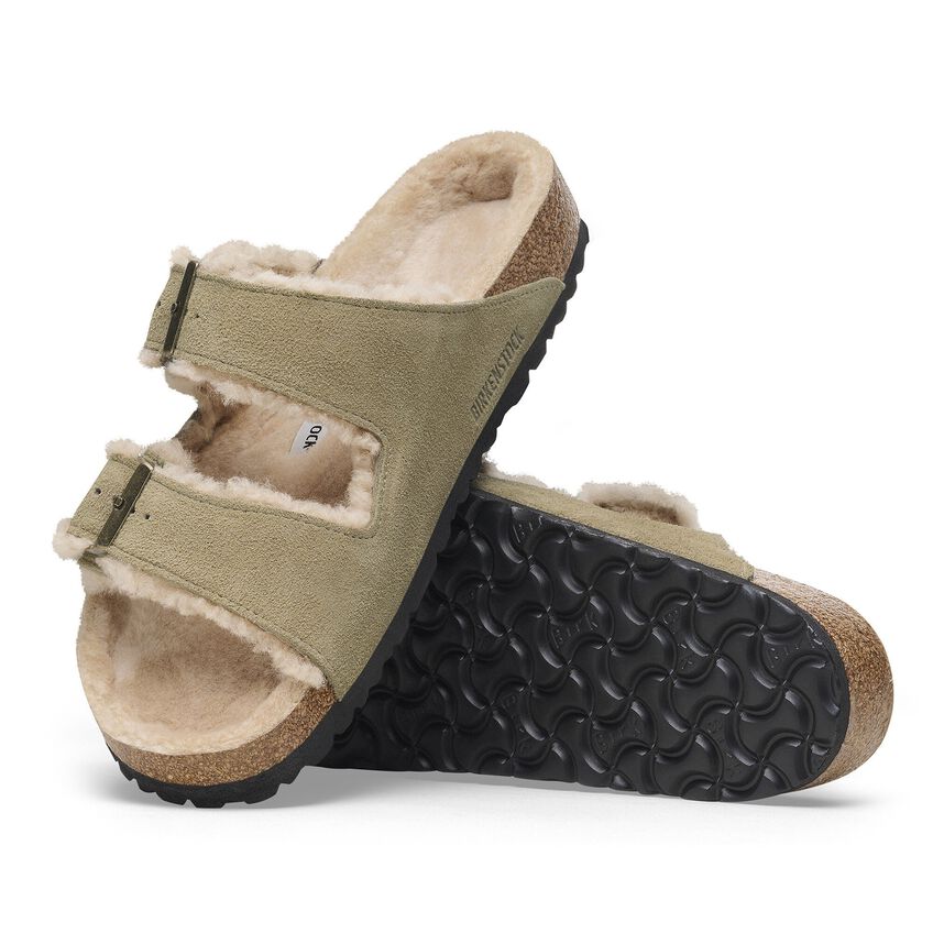 Birkenstock Women's Arizona Shearling Suede Leather Taupe