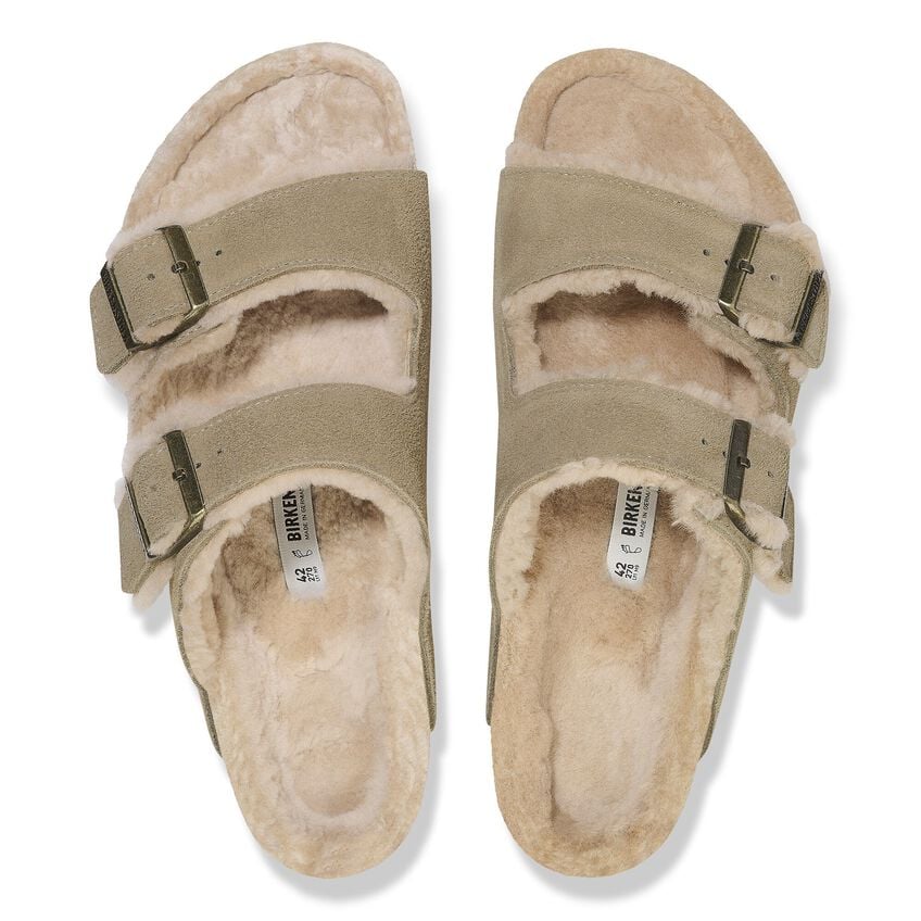 Birkenstock Women's Arizona Shearling Suede Leather Taupe