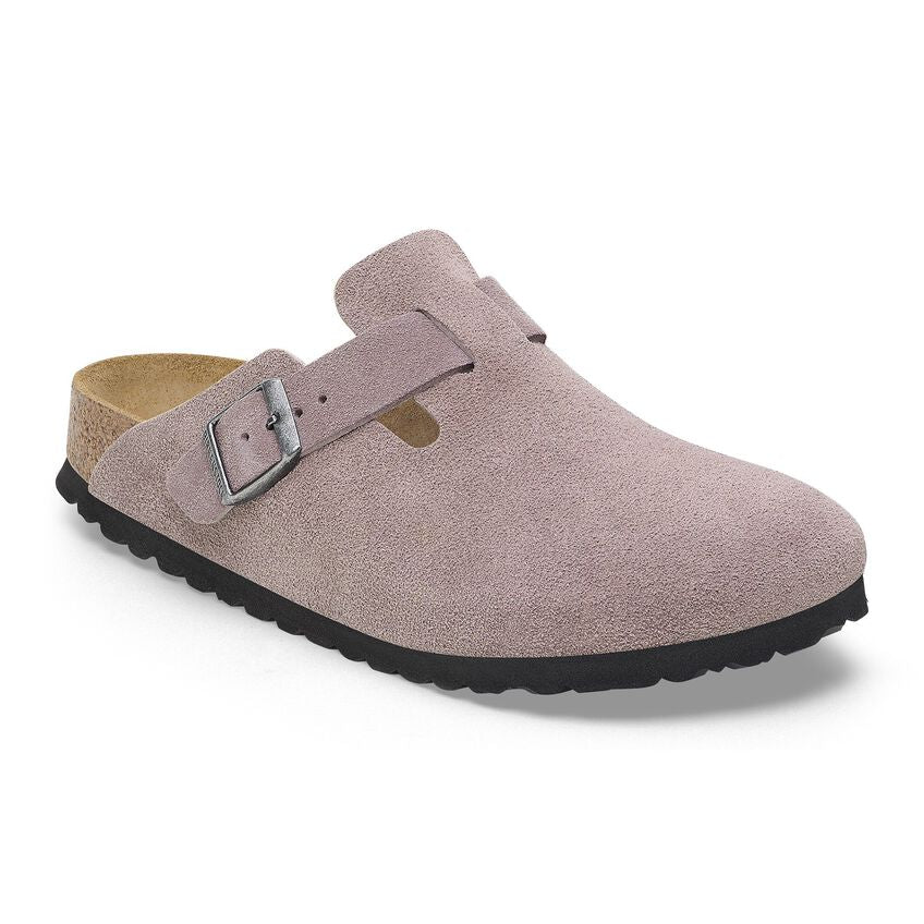 Birkenstock Unisex Boston Suede Leather Clogs Faded Purple