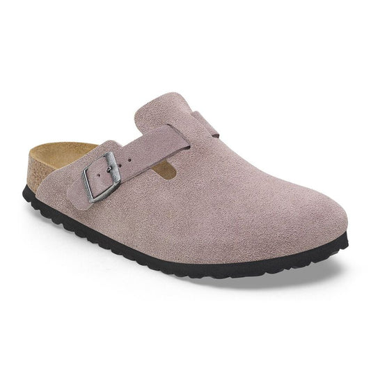 Birkenstock Unisex Boston Suede Leather Clogs Faded Purple
