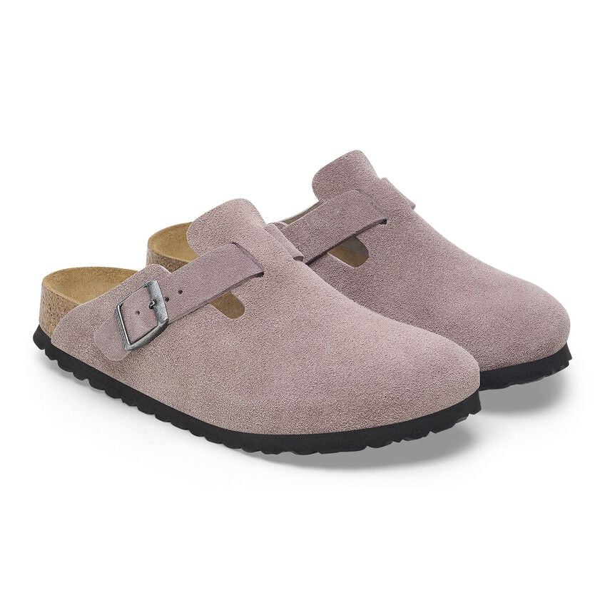 Birkenstock Unisex Boston Suede Leather Clogs Faded Purple
