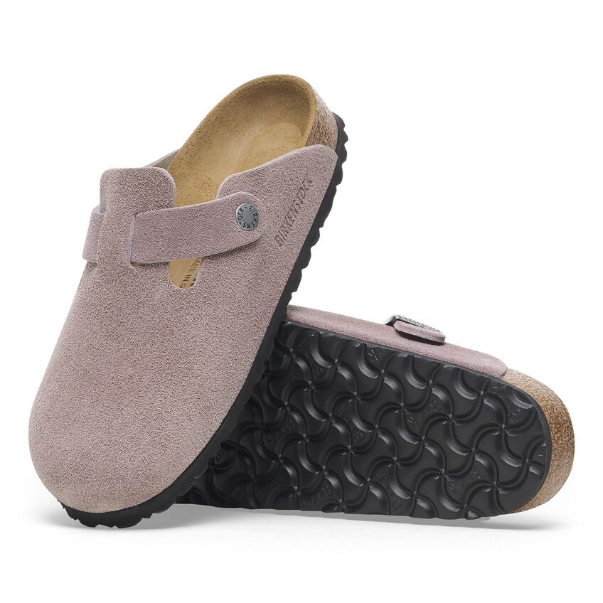 Birkenstock Unisex Boston Suede Leather Clogs Faded Purple