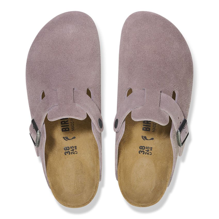 Birkenstock Unisex Boston Suede Leather Clogs Faded Purple