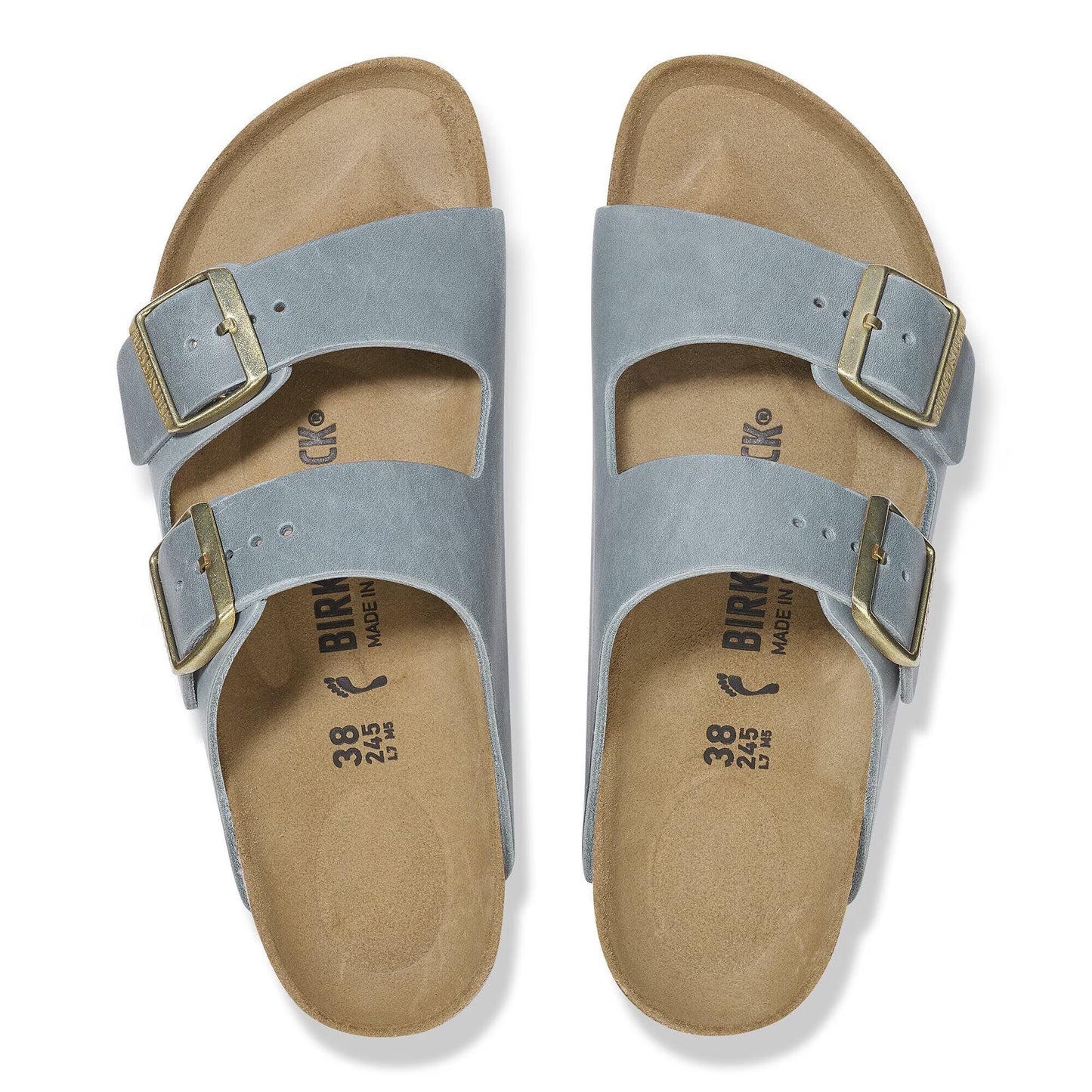 Birkenstock Women's Arizona Oiled Leather Regular Fit Sandals Basalt Grey