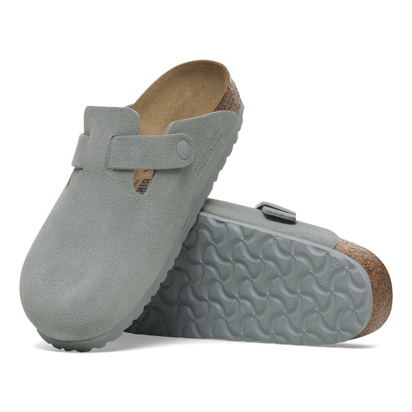 Birkenstock Unisex Boston Suede Leather Clogs Pure Sage
