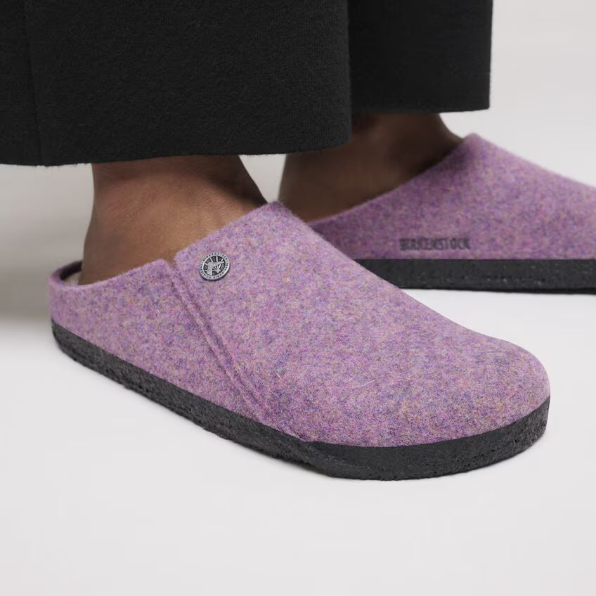 Birkenstock Women's Zermatt Shearling Wool Felt Clog Slippers Mauve Melange
