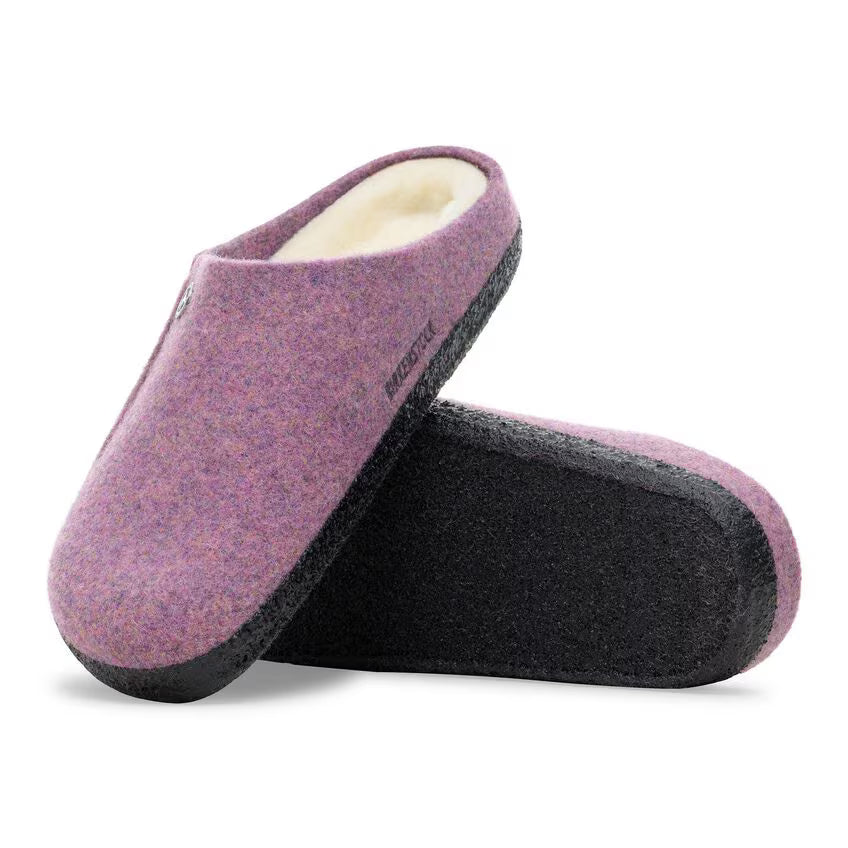 Birkenstock Women's Zermatt Shearling Wool Felt Clog Slippers Mauve Melange