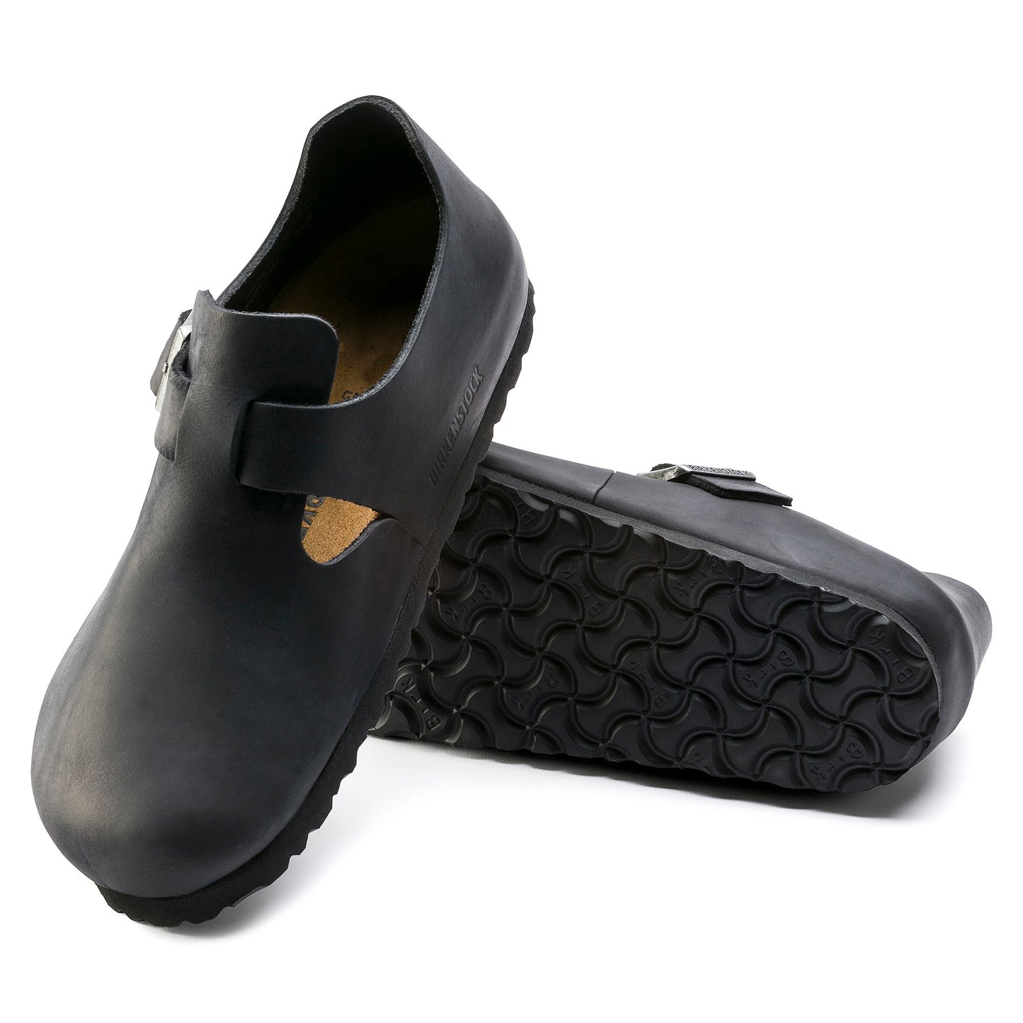 Birkenstock Unisex's London Oiled Leather Clog Shoes Black