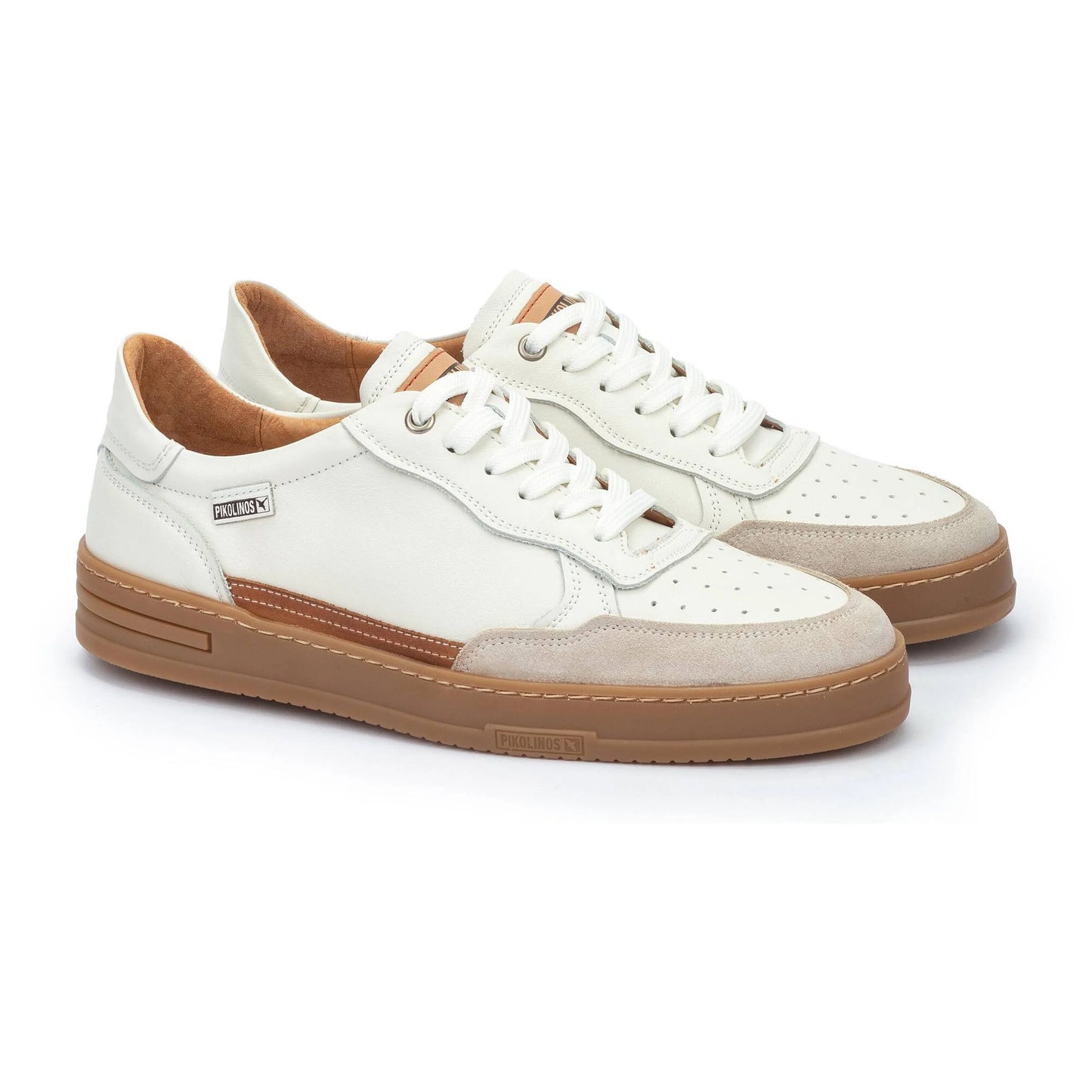 Pikolinos Men's Xativa M1K-6383C1 Leather Lace-Up Trainers Off White