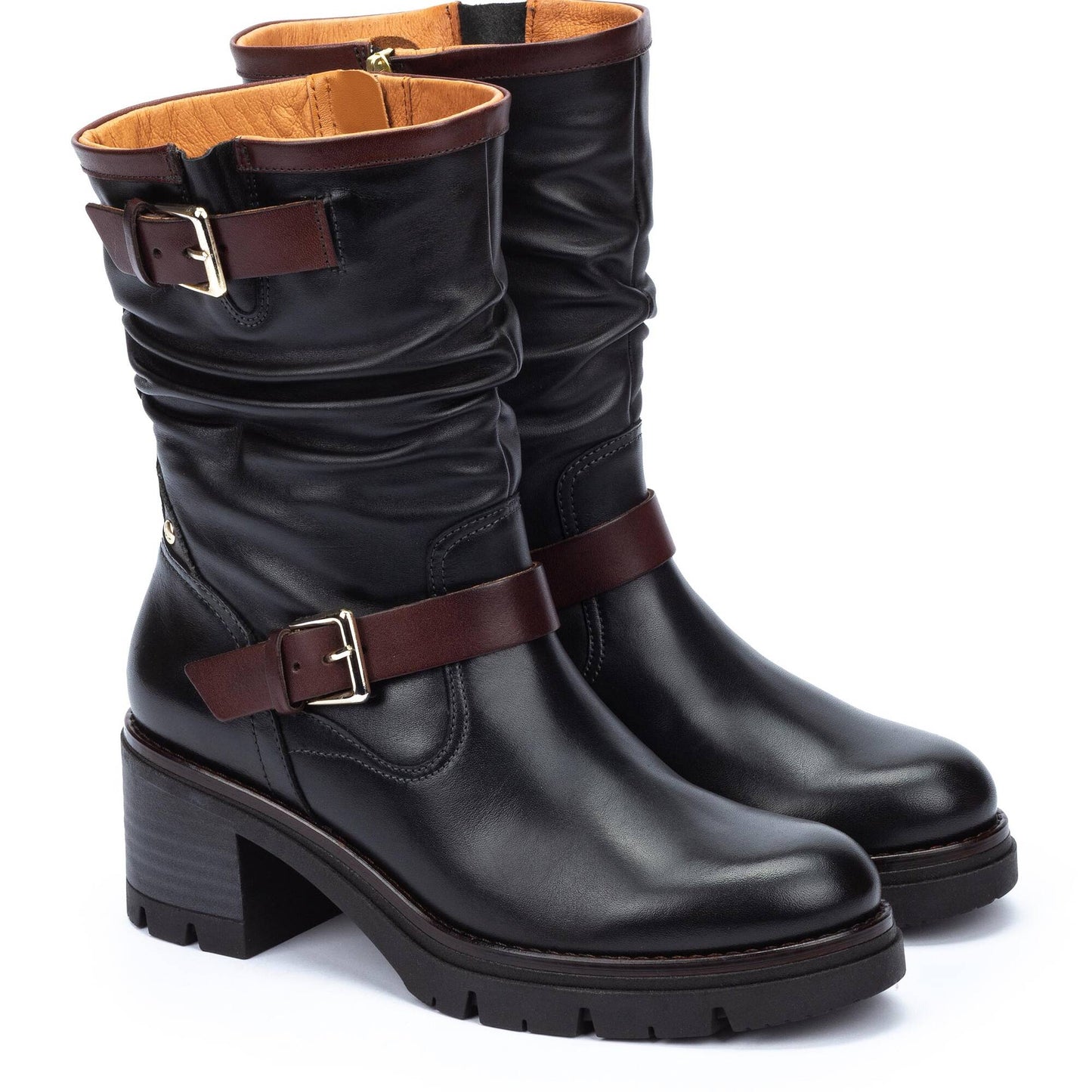 Pikolinos Women's Soria WOB-8534C1 Leather Biker Boots Black